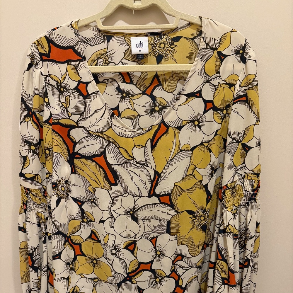CAbi #3954 Sequel Yellow/Black Blouse - Size Medium